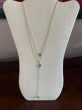 Silpada Silver Reversible Layered Lariat Necklace with Turquoise Blue Accents